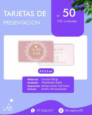 Tarjetas de Presentacion x100