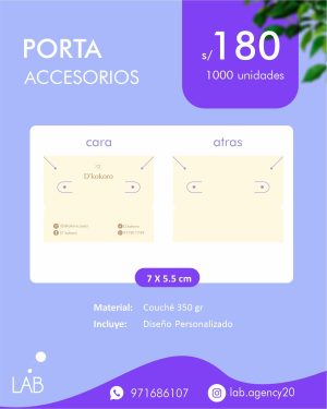 Porta Accesorios para collar, aretes - argollas y pulsera